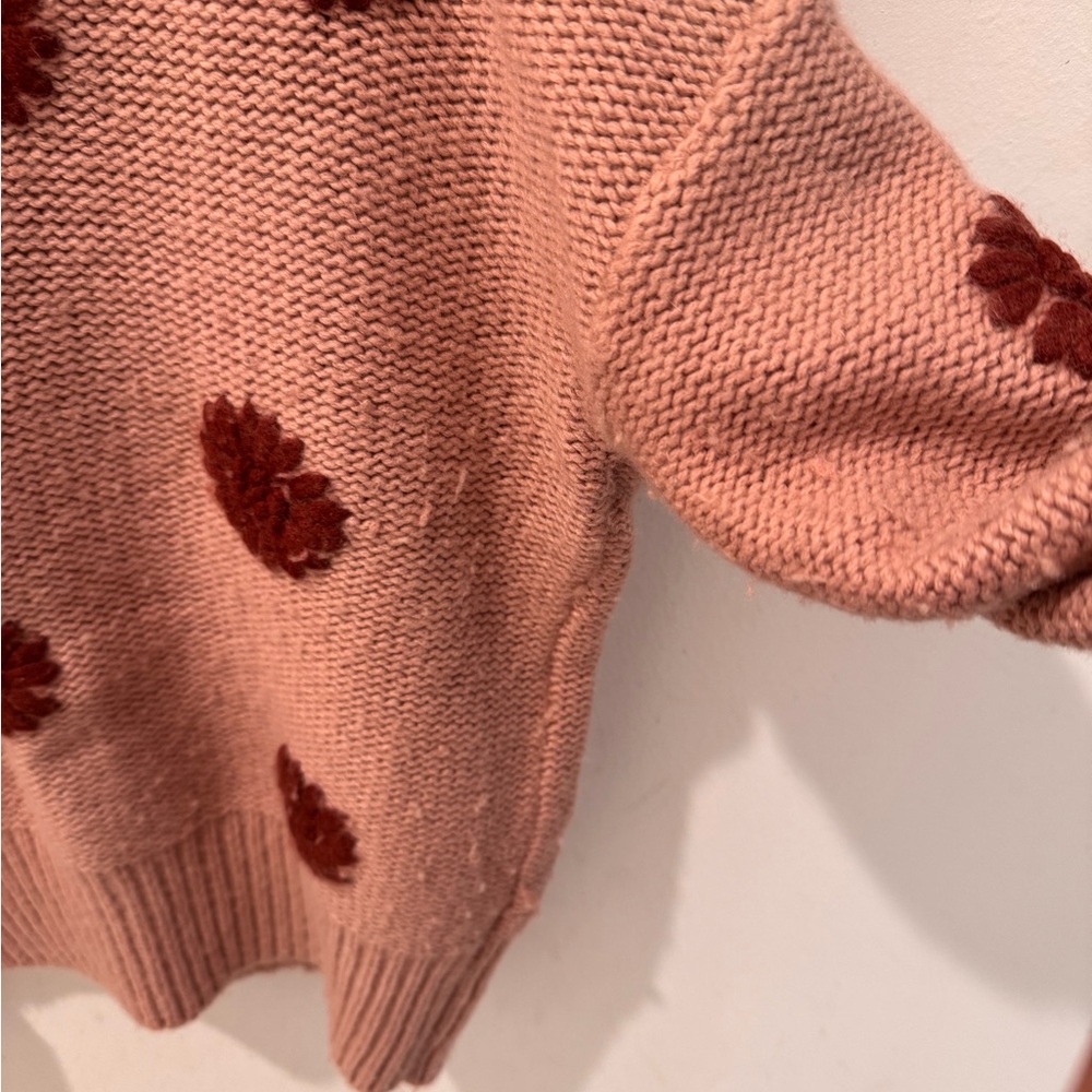 Madewell Pink and Red Crew Neck Sweater with Pom-Pom Details - Picture 6 of 7